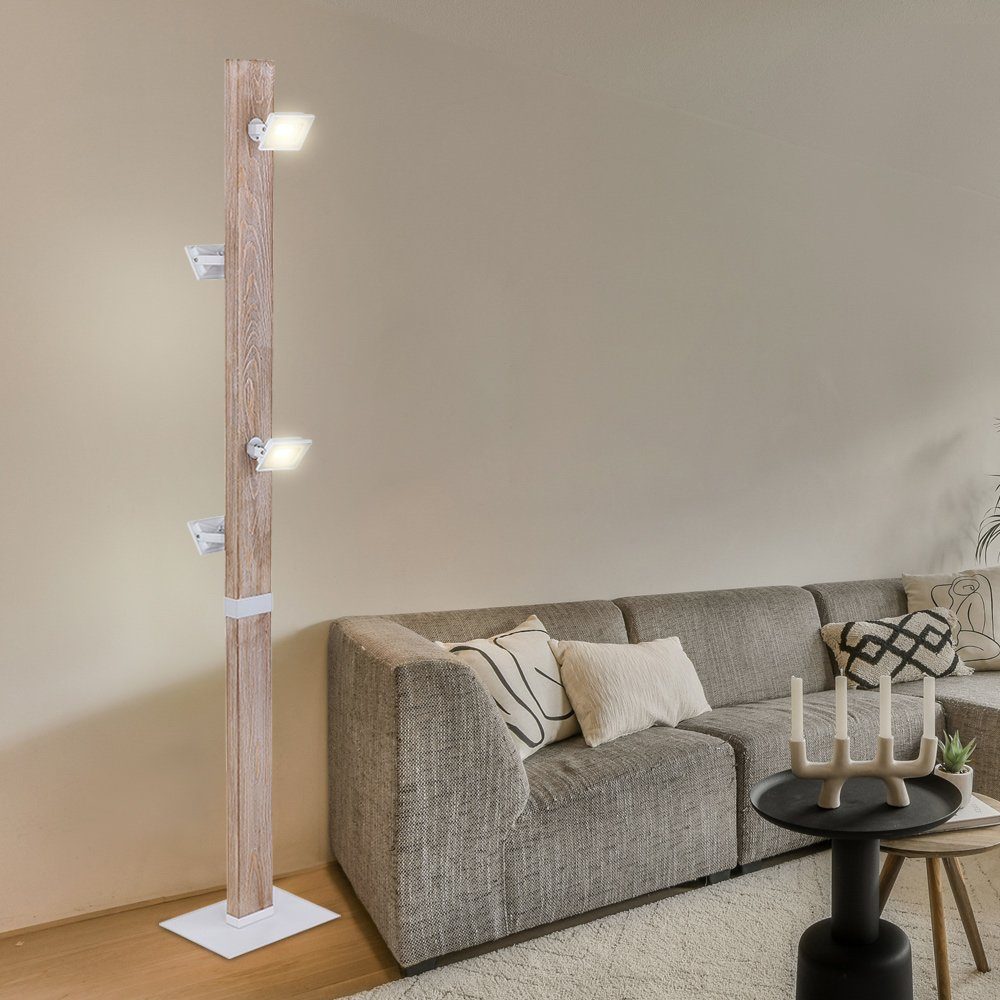 Globo LED Stehlampe, LED-Leuchtmittel aus Holz verbaut, Landhaus fest Warmweiß, Stehlampe Stehlampen