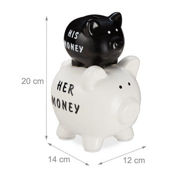 relaxdays Spardose Sparschwein His Money & Her Money