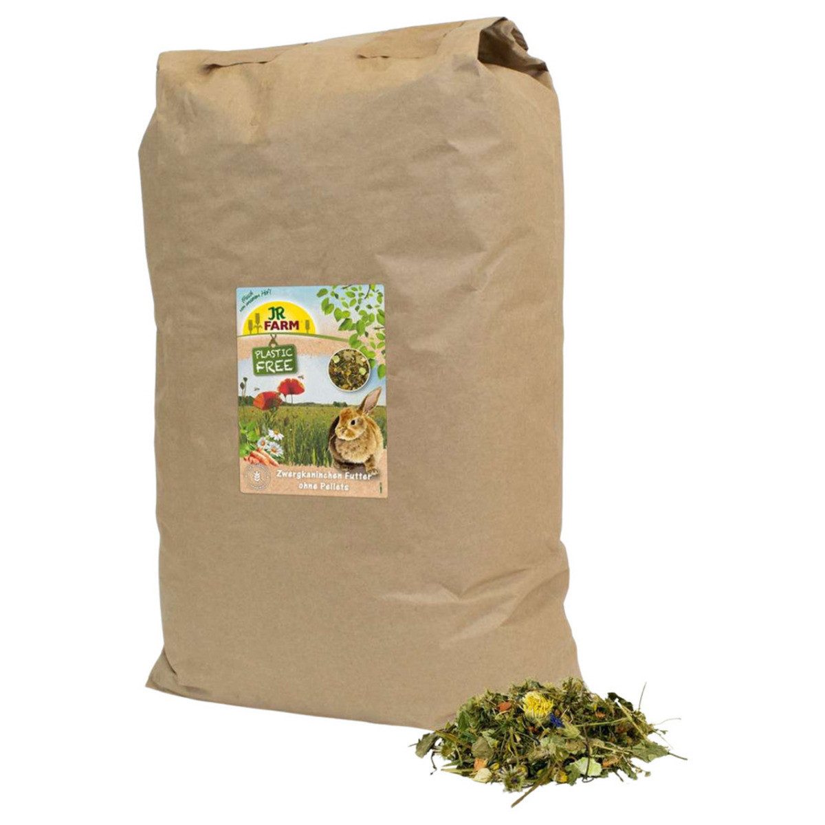 JR Farm PlasticFree Zwergkaninchen ohne Pellets 5 kg, Trockenfutter für: Kleintier