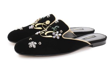 DOLCE & GABBANA DOLCE GABBANA JACKIE SAMT PANTOLETTEN FLATS MULES SLIPPER SCHUHE SANDA Sandale