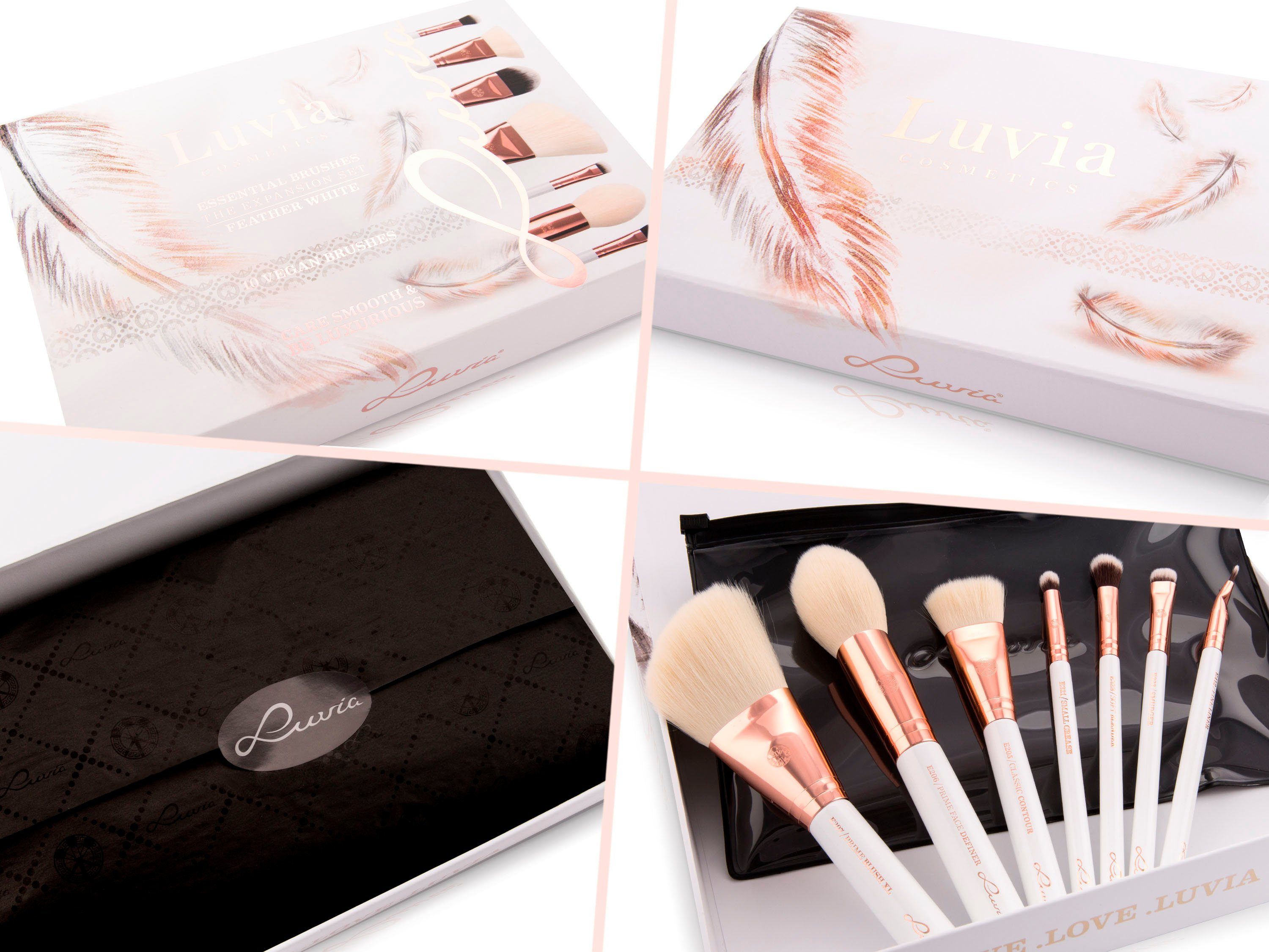 Luvia Cosmetics Kosmetikpinsel-Set Expansion Set - Black Diamond, 10 tlg. weiß | Make-Up-Pinsel