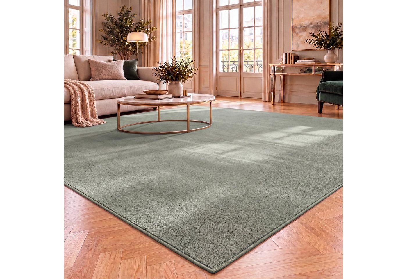 Vimoda Teppich Cozy Kurzflor Teppich – Angenehm warm & weich, waschbar & rutschfest, Rechteck, Höhe: 10 mm, Fellteppich Uni, Wohnzimmer, Schlafzimmer, kinderzimmer
