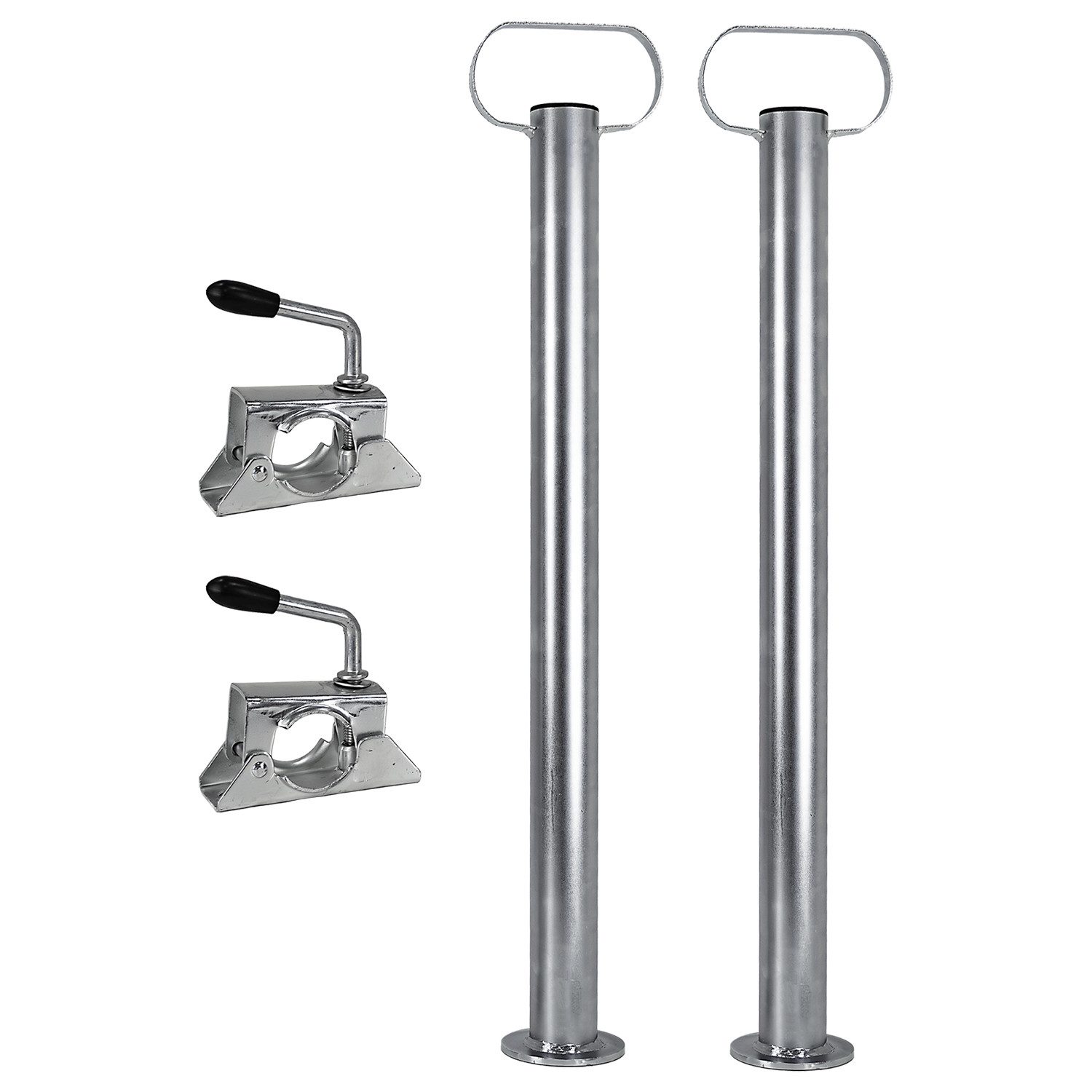 Trucky Anhänger-Abstellstütze 2x Set Anhängerstützen mit Klemmhalter Stützen 300 kg Stahl 48 mm