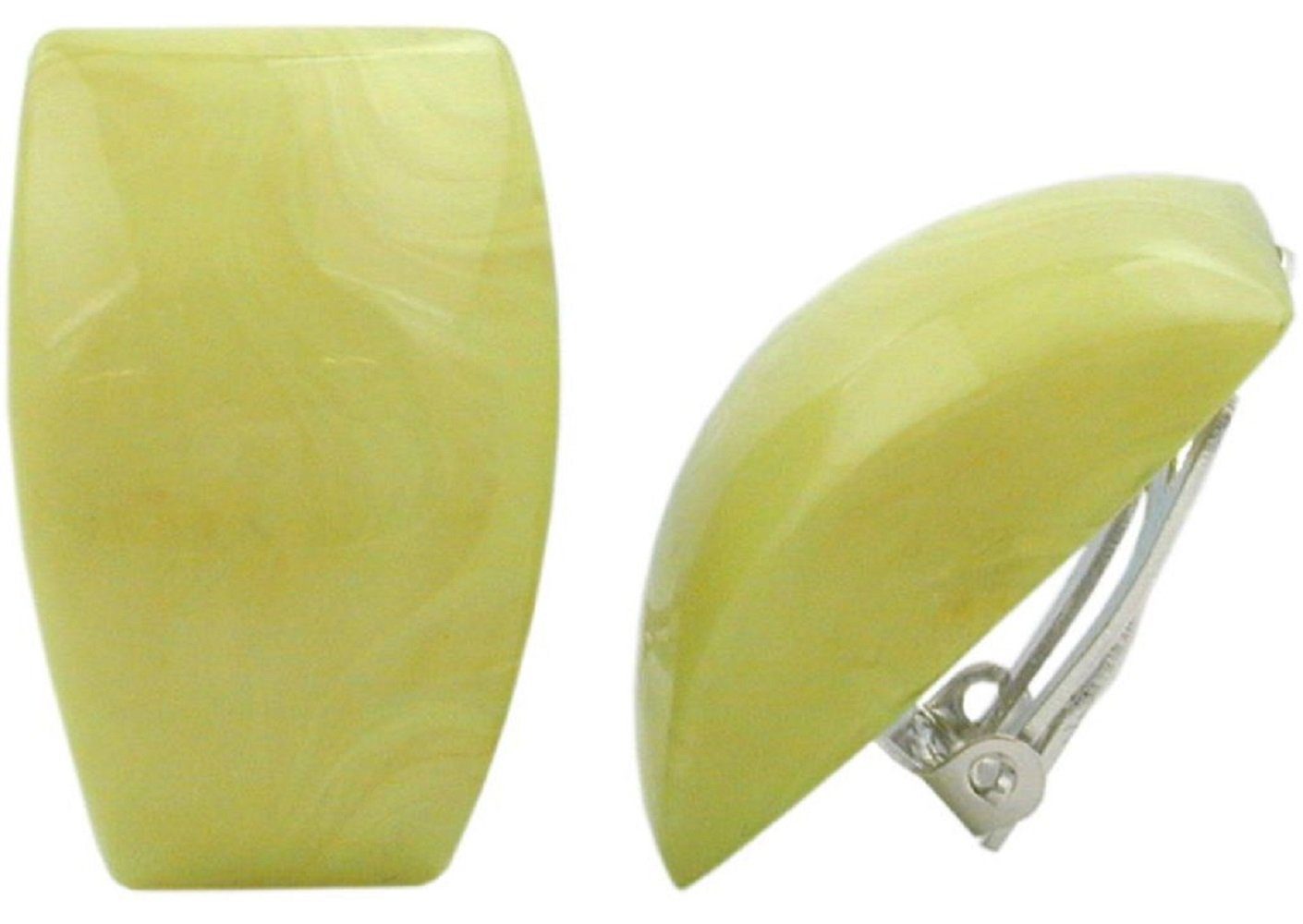 unbespielt Paar Ohrclips Modeschmuck Ohrringe Hellgrün-marmoriert 27 mm glänzend Kunststoff, Modeschmuck für Damen