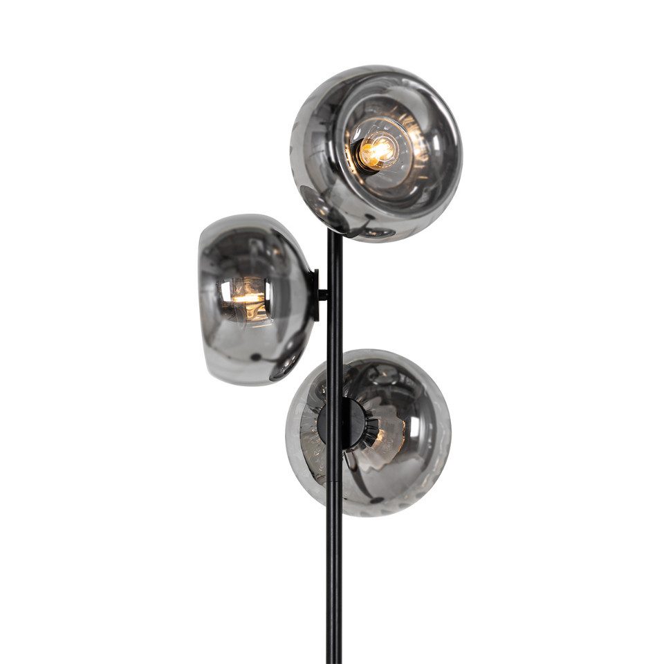 Qazqa Stehlampe Ayesha, ohne Leuchtmittel, Warmweiß, QAZQA Stehlampe, e27, Schwarz, Glas, Art Deco