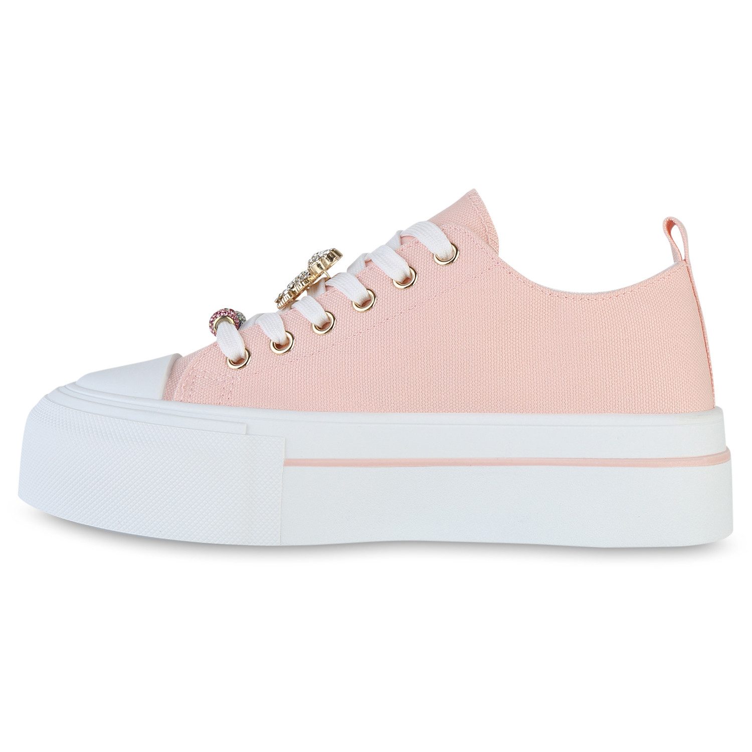 VAN HILL 841715 Plateausneaker Damen Plateau Sneaker Schnürer Strass Zierpe günstig online kaufen