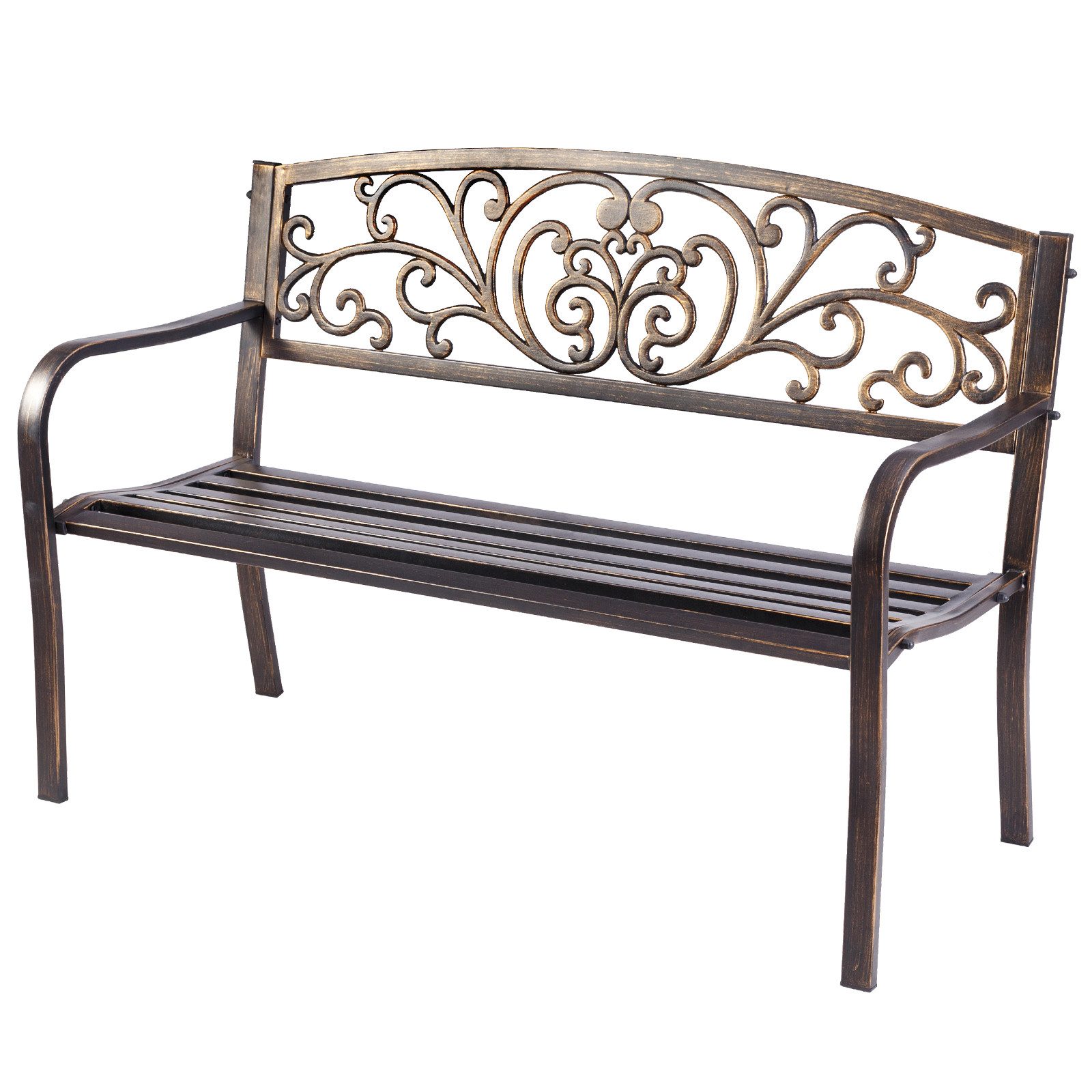 KOMFOTTEU Gartenbank 2-3 Sitzer Parkbank, aus Metall