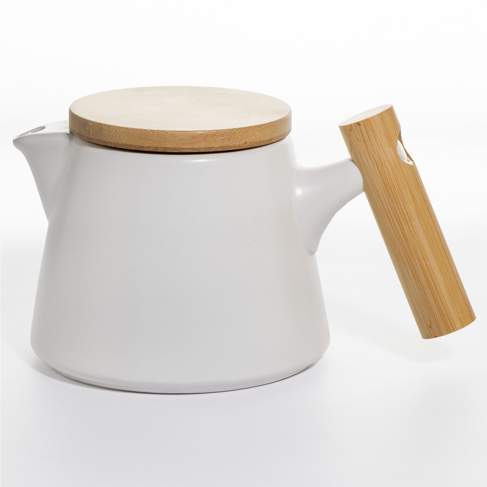KVOTA Teekanne aus Keramik 0,75 L mit Sieb Deckel und Griff aus Holz,Teezubereiter, 0.75 l, Holzdeckel mit Dichtungsring, Holzgriff, Edelstahlsieb