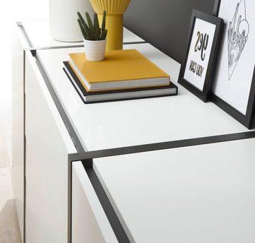 Furn.Design Lowboard Design-M (TV Unterschrank in weiß mit grau, Breite 250 cm), mit Push-To-Open, mit Soft-Close