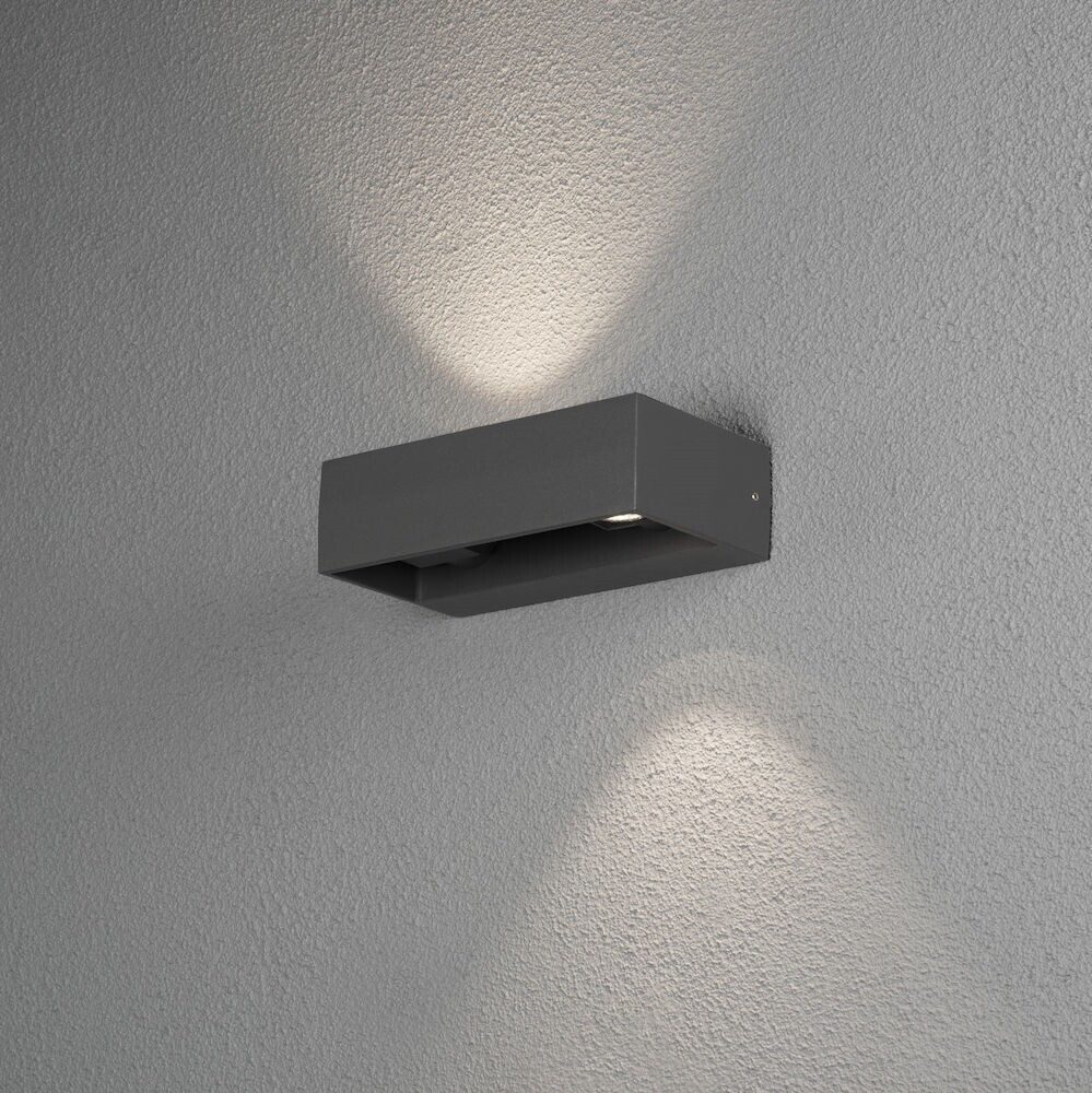 KONSTSMIDE Außen-Wandleuchte 2-flammig, Aluminium, anthrazit, warmweiß, 800lm, IP54, wassergeschützt, warmweiß