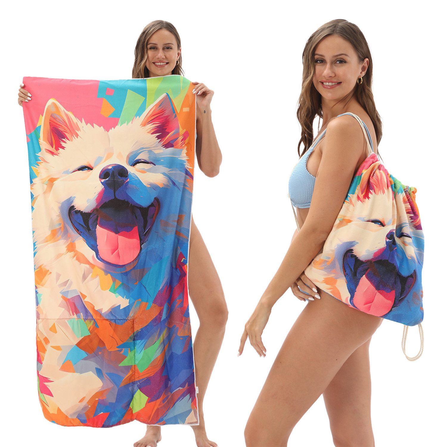 Toomoke Strandtücher Strandtuch 2-in-1 Faltbares Handtücher Strandtasche Tasche 80*160 cm, Multifunktionales Mikrofaser Strandtuch Rucksack Faltbarer 80*160cm