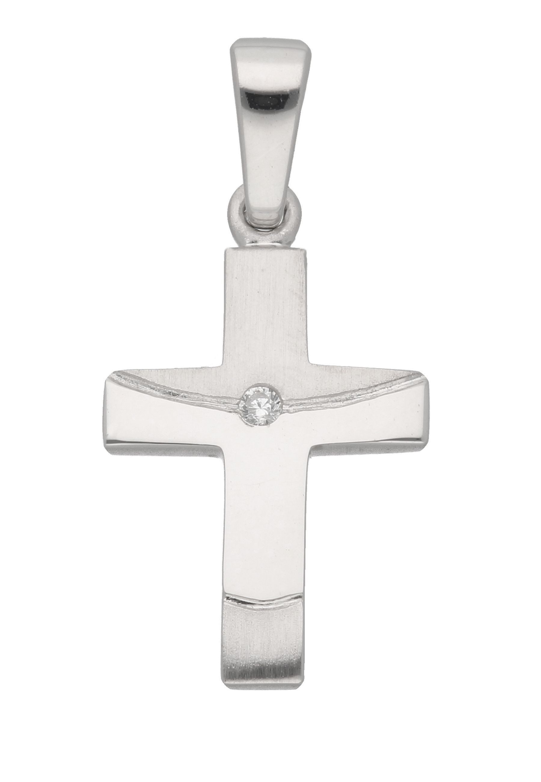 Kreuzanhänger Damen & Herren 925 Silber Kreuz Anhänger mit Zirkonia