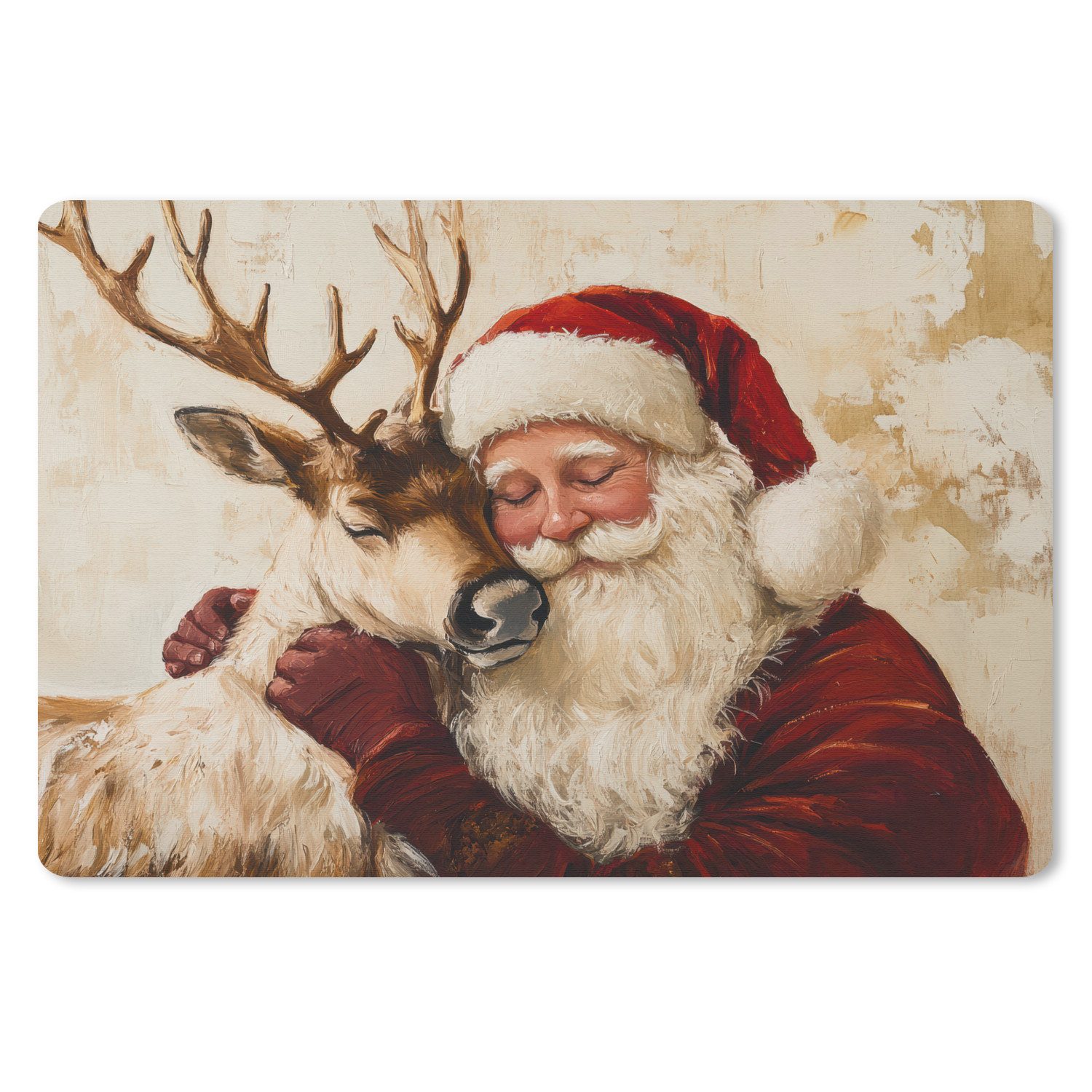 MuchoWow Mauspad Weihnachtsmann - Rentier - Weihnachten (1-St), Büro für Tastatur und Maus, Mousepad Gaming, Desk Mat, 60x40 cm