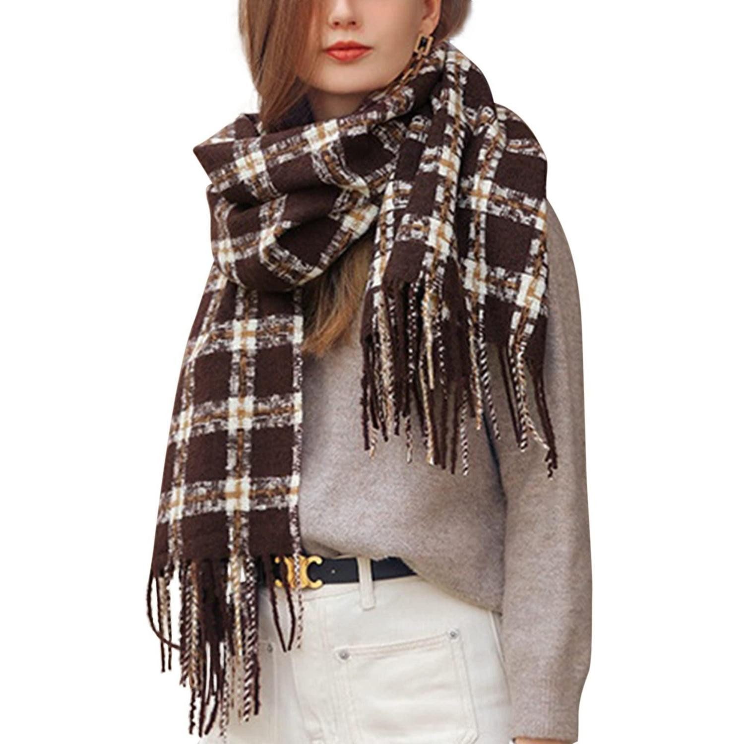 LuxusKollektion Kaschmirschal Kaschmirimitat Schal Damen Kariert 60x180cm Dunkelbraun, (1-St)