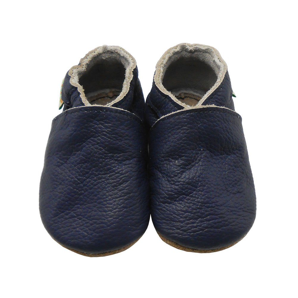 Sayoyo Weiche Leder Lauflernschuhe Hausschuhe Lederpuschen Dunkelblau Krabbelschuh (100% Leder) elastisch