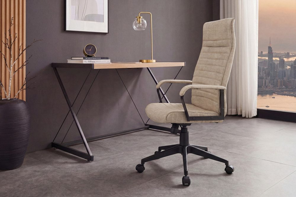 riess-ambiente Bürostuhl LAZIO beige/schwarz - Samt, Metall, drehbar, höhenverstellbar, Gaming (Einzelartikel, 1 St), Moderner Gamingstuhl auf Rollen - ideal für Schlaf- und Arbeitszimmer