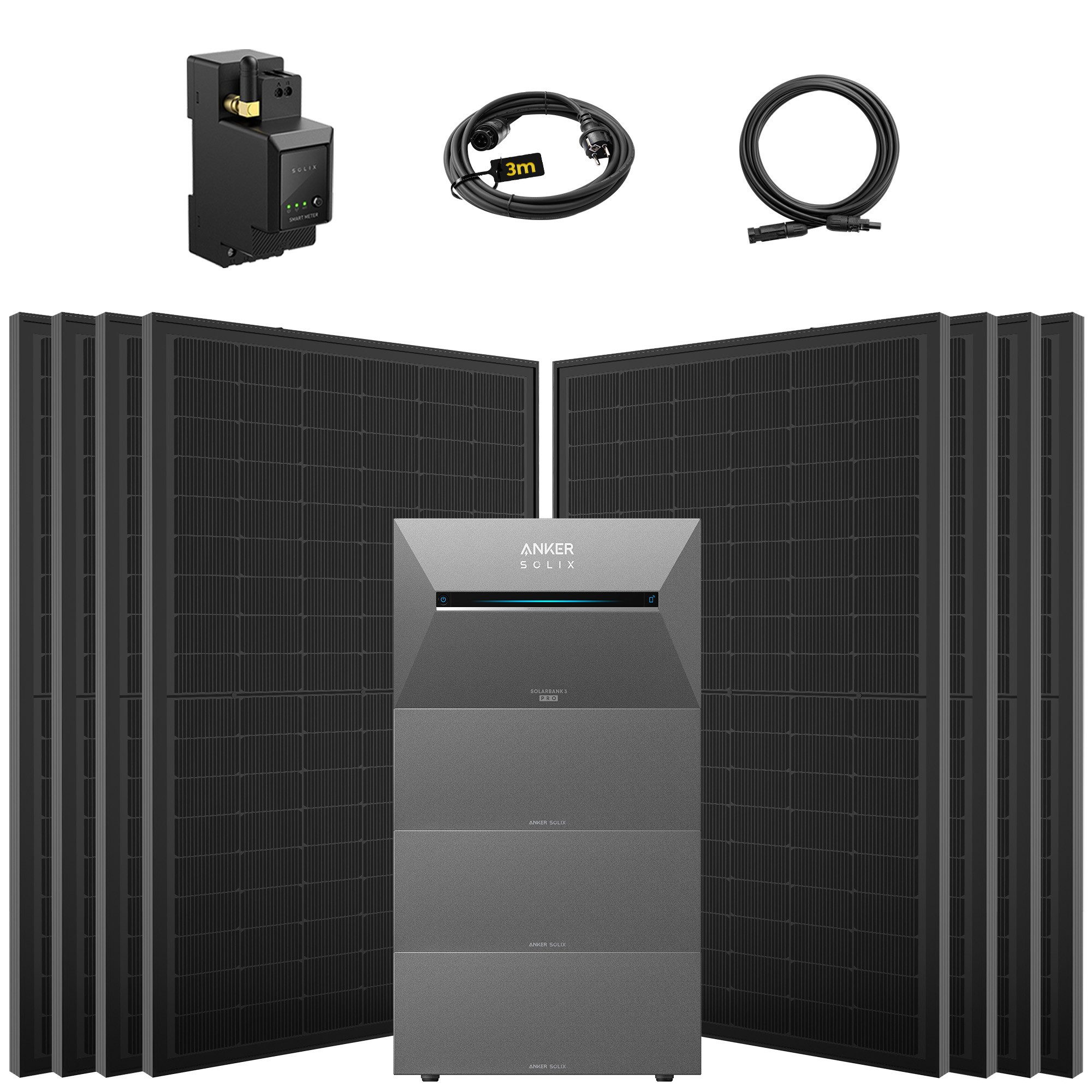 SolarMars Solaranlage 4000W Balkonkraftwerk mit Speicher Anker Solix Solarbank 3 E2700 Pro, (mit optionaler BP2700 Erweiterungsakku), mit intelligenter KI zur dynamischen Überwachung des Stromverbrauchs
