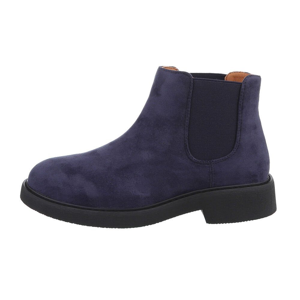 Ital-Design Herren Chelsea Freizeit Stiefelette Blockabsatz Boots in Blau