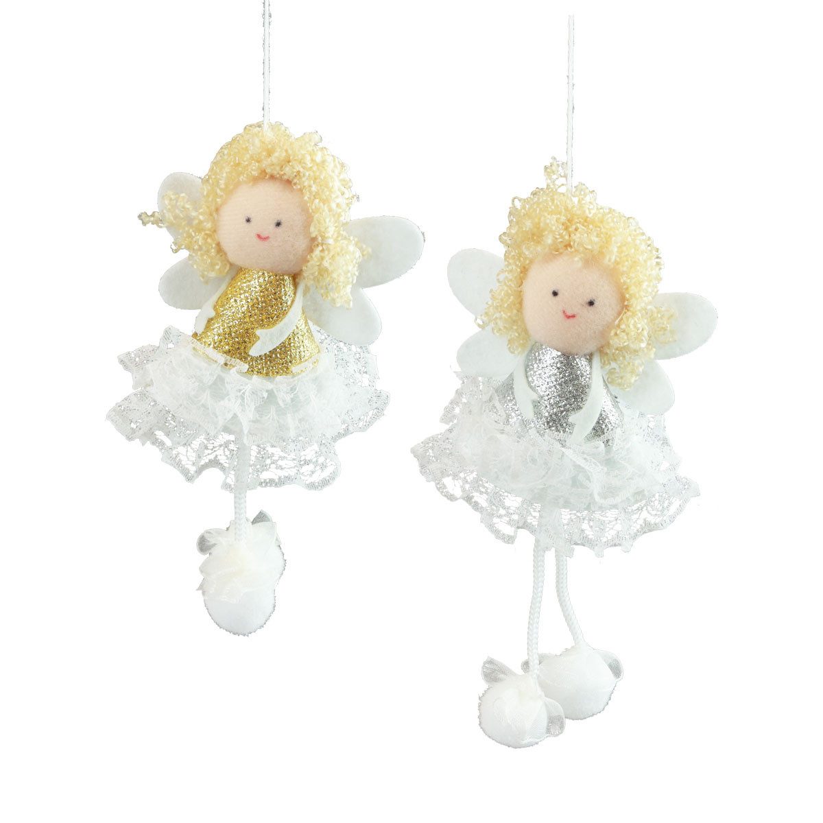 Christbaumschmuck Engel Anhänger Baumschmuck Set 4-teilig Weihnachtsdeko Gold, 4 Stück
