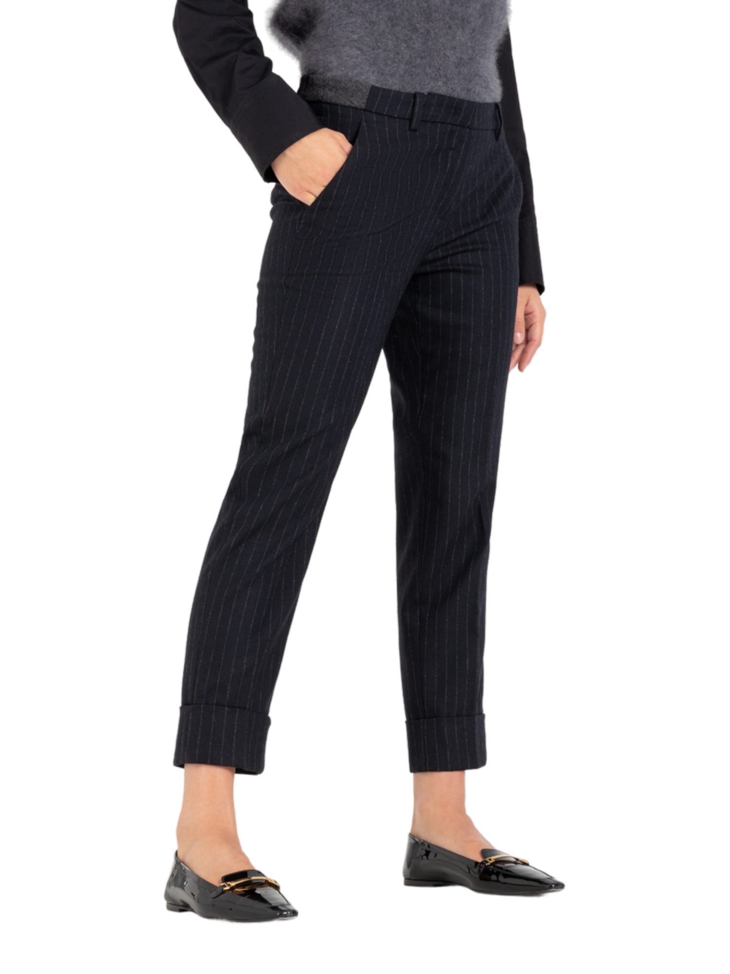 Cambio Stoffhose blau,Elegant,Wolle,Gestreift,Regular Fit,Mittel