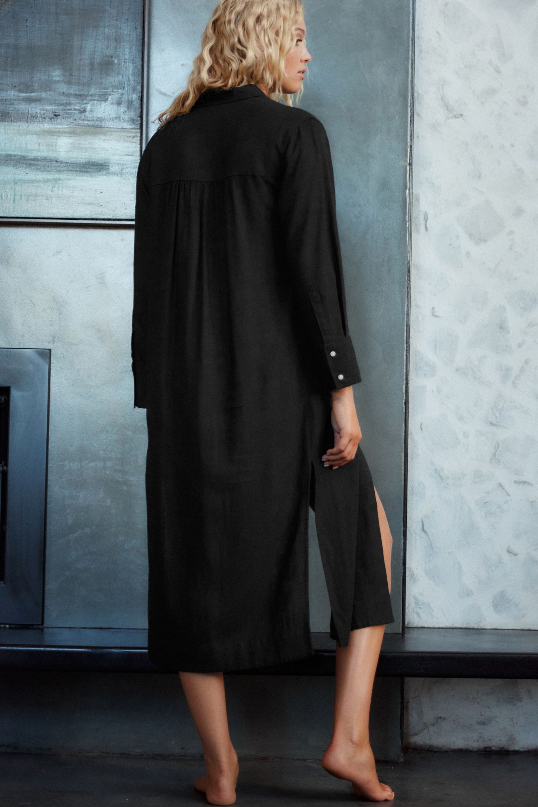 Next Midikleid Midi-Hemdkleid mit Leinen, Kurzgröße günstig online kaufen