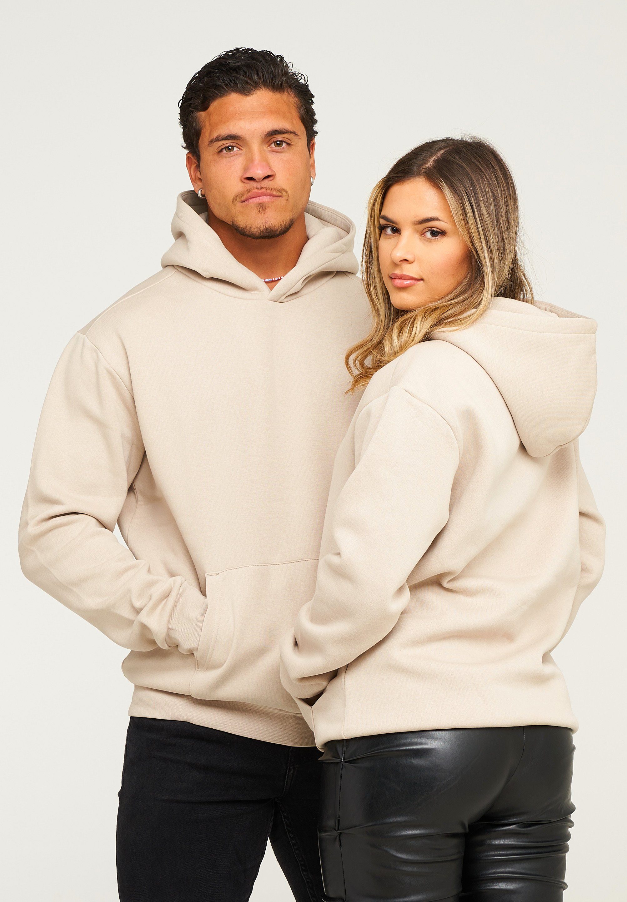 behype Hoodie BHHOBART Herren Basic Oversized Hoodie Raglan Kapuzenpullover Sweater