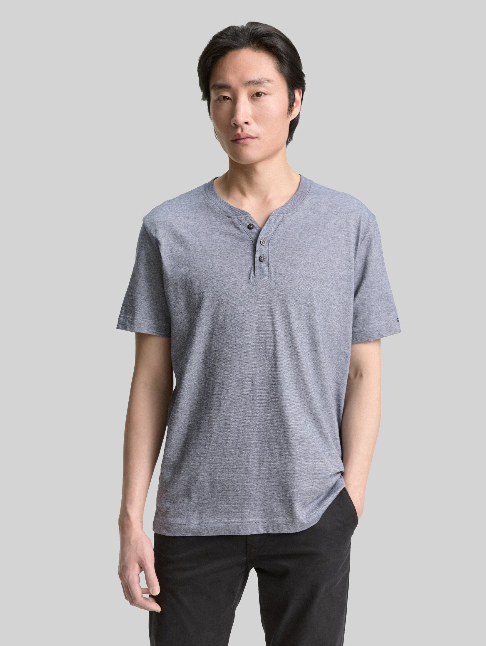 TOM TAILOR T-Shirt T-Shirt Henley T-Shirt aus Baumwolle