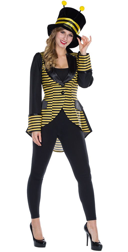 Karneval-Klamotten Kostüm Biene Damen Bienenjacke schwarz gelb, Bienenkönigin Bienchen Frauenkostüm Damenkostüm Fasching Karneval