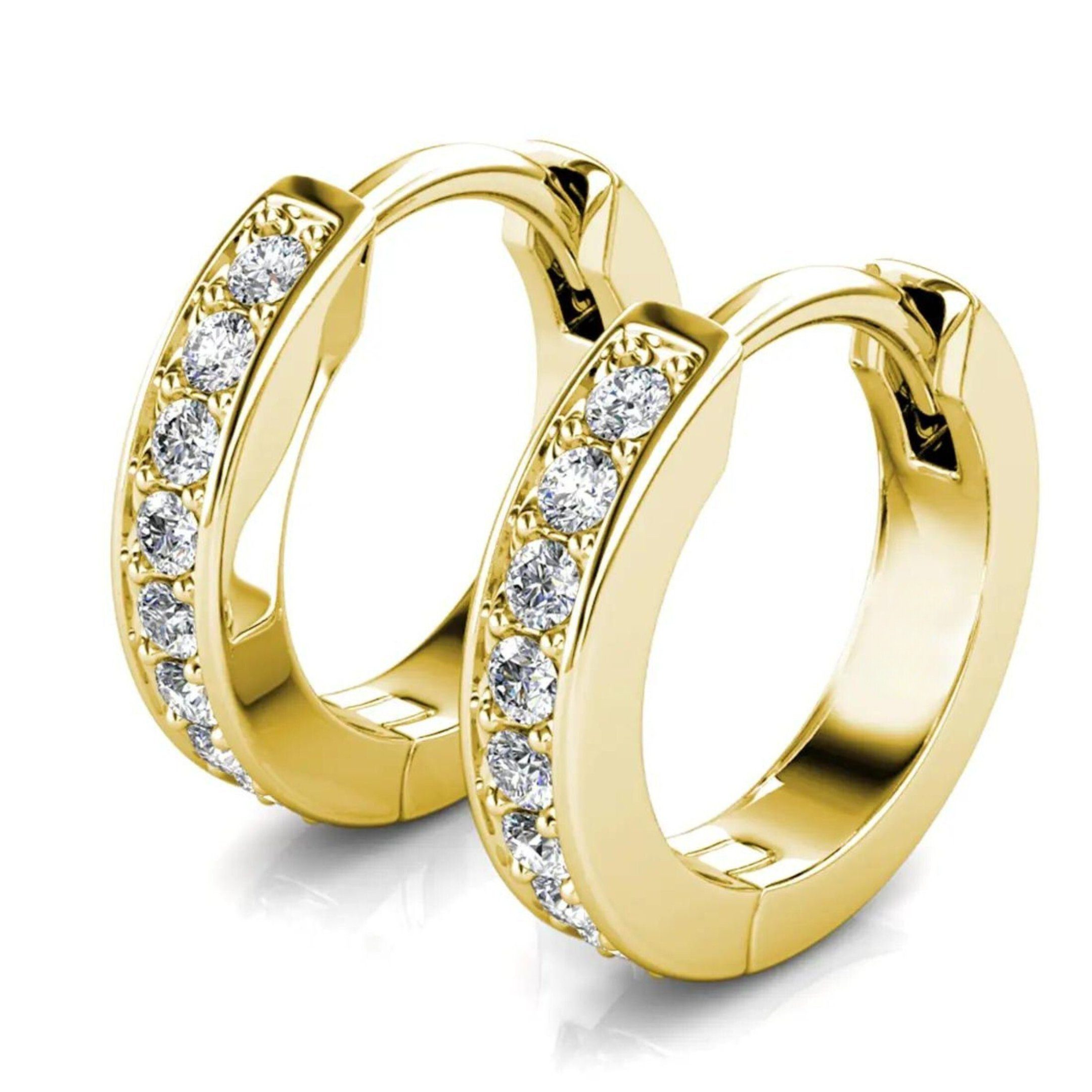 Ella Eisvogel Ohrring-Set Paar Circle Creolen 18K Gold & Kristall, 18K vergoldet