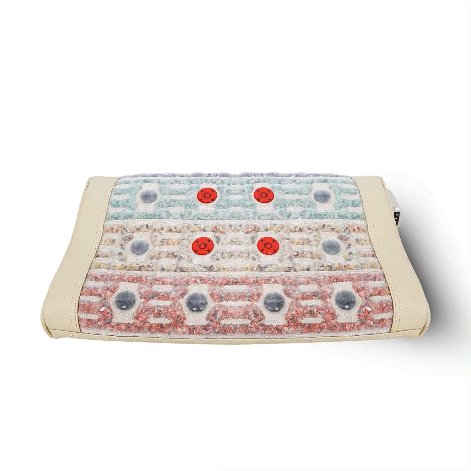 pb Energy Mat Gesundheitskissen pb Energy Mat Premium Kristallkissen mit Ferninfrarot Tiefenwärme, Füllung: Strapazierfähiges Leder & PP Mesh, (FIR), B-förmige Kissen, 100% natürliche Edelsteine Kristalle, Biophotonen-Licht, Negativ Ionen, Schumann-Resonanz, heiße Natursteine, bequemen Schlaf, Entspannung, Halswirbel Gesundheit, Stress lindern