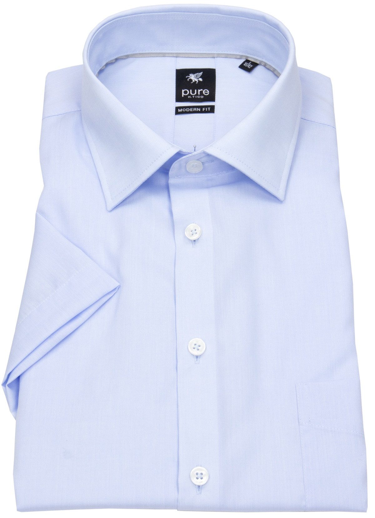 Pure Kurzarmhemd Modern Fit leicht tailliert bügelfrei Kentkragen