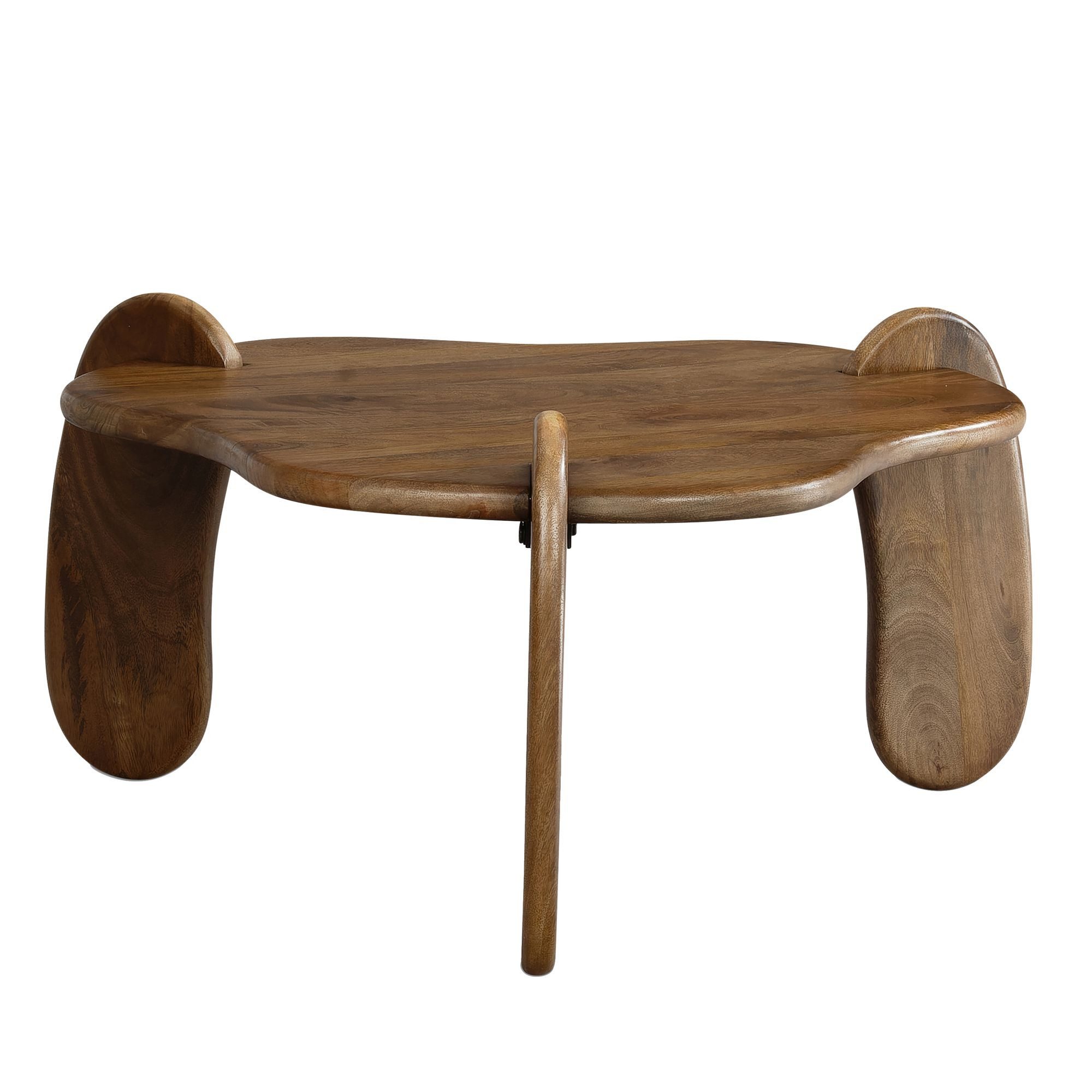 Wohnling Couchtisch WL7.158 Mango Massivholz Sofatisch 78 cm Wohnzimmertisch Organisch (78x78x39,5 cm Sofatisch Mango Massivholz Walnuss), Wohnzimmertisch Organisch, Kaffeetisch Modern