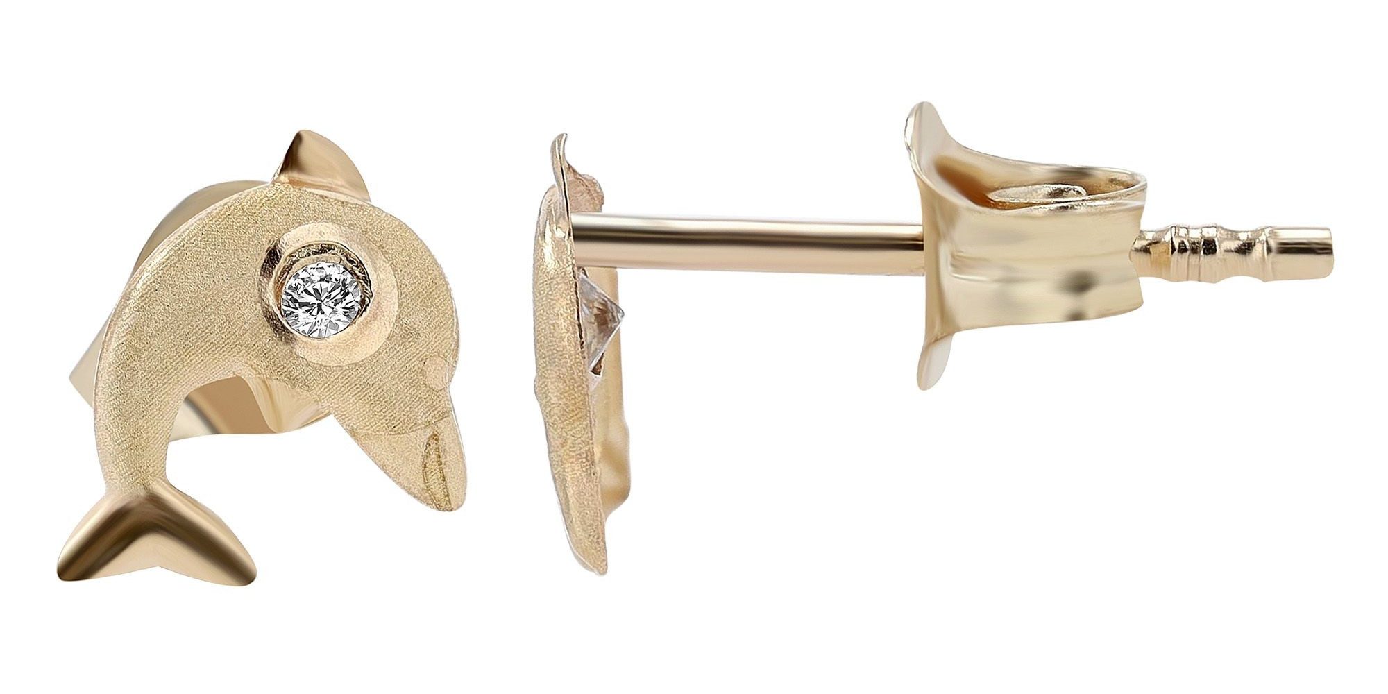 Paar Ohrhänger Ohrringe – Ohrstecker Delfin aus 333 Gold