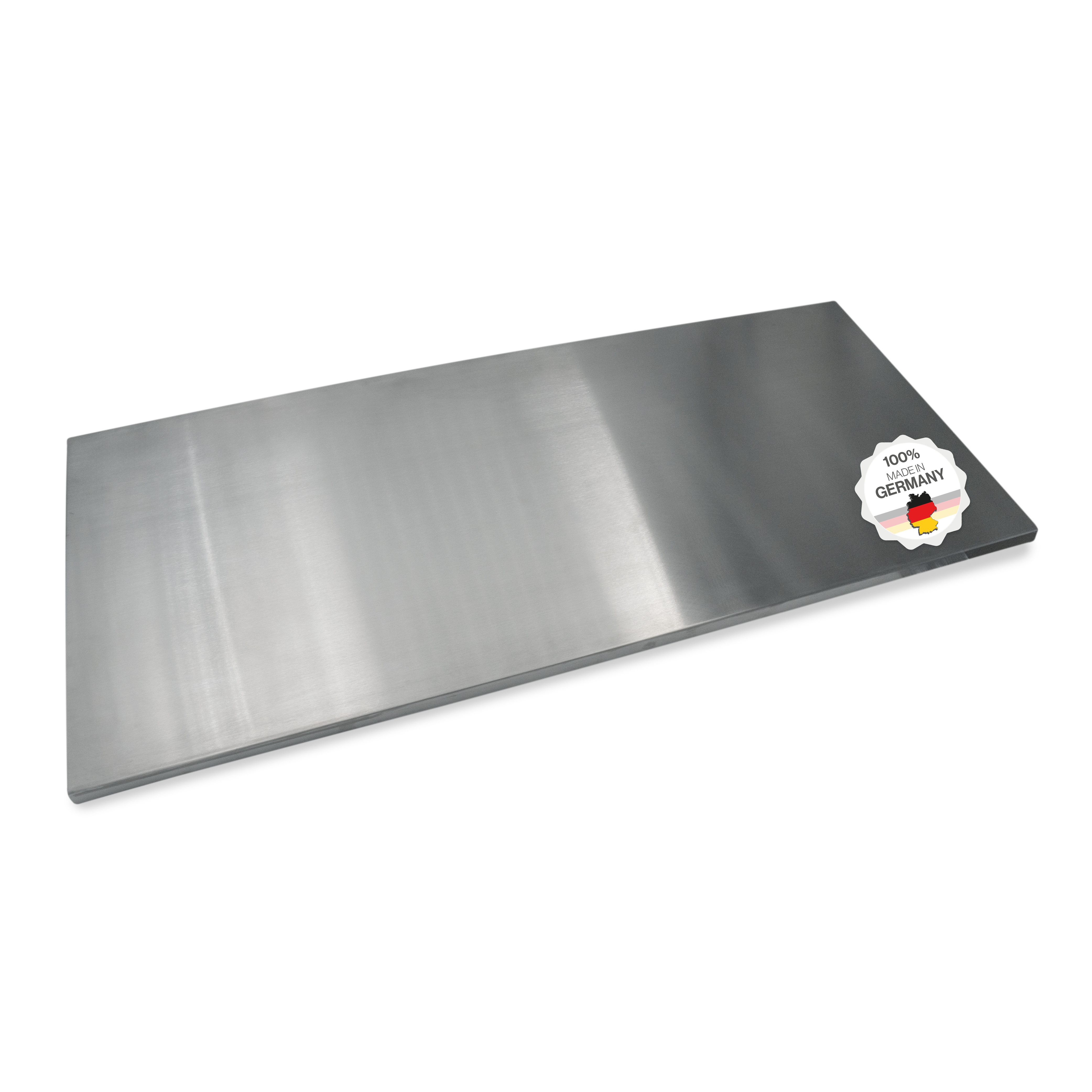 Schneideunterlage Schneidebrett / Knetbrett aus Edelstahl - mit Anschlagkante