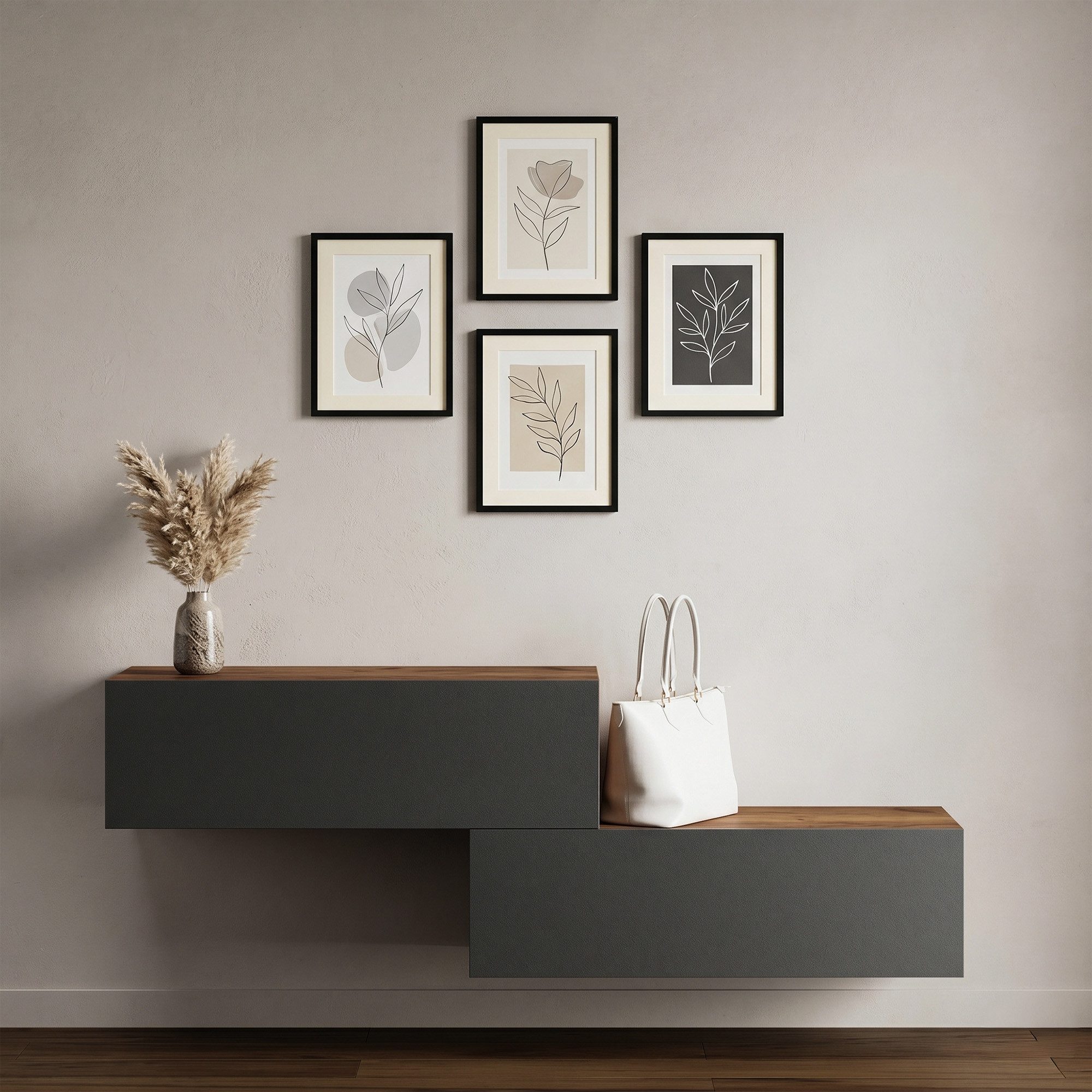 Planetmöbel Garderobenschrank Kompaktgarderobe Wandschrank 200 cm (schmaler Flurschrank mit Stauraum, 2-St., Flurgarderobe mit Soft-Open Funktion) Flurkommode vielseitig kombinierbar, 2x 100 cm