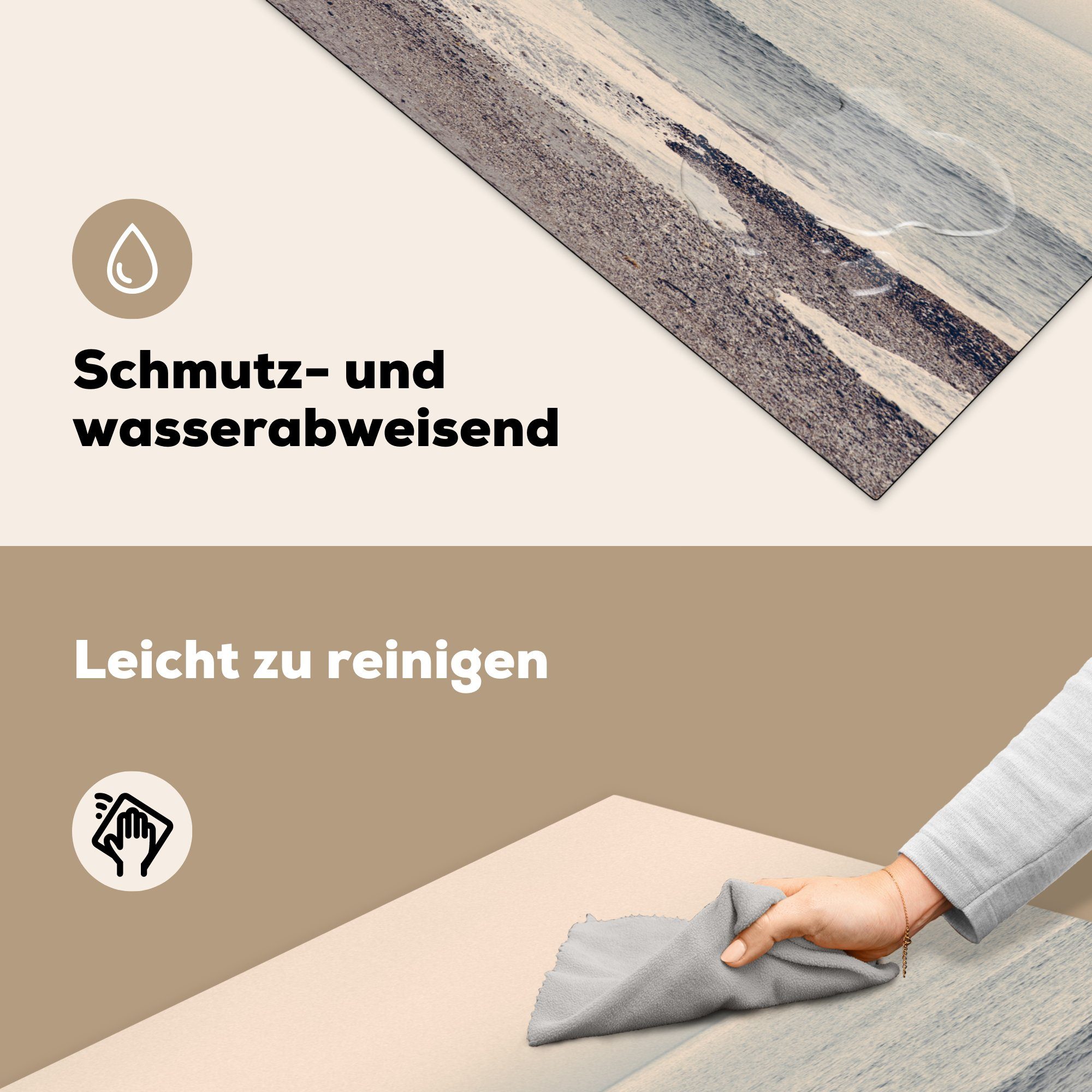 (1 Herdblende-/Abdeckplatte 78x78 MuchoWow für - - Ceranfeldabdeckung, Arbeitsplatte Strand Meer, tlg), küche cm, Vinyl, Natur - Landschaft