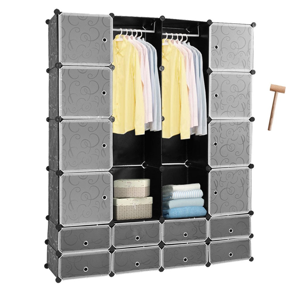 Clanmacy Kleiderschrank Kleiderschrank DIY Steckregal Set Regalsystem Kombischrank Wasser – Bild 4 von 5