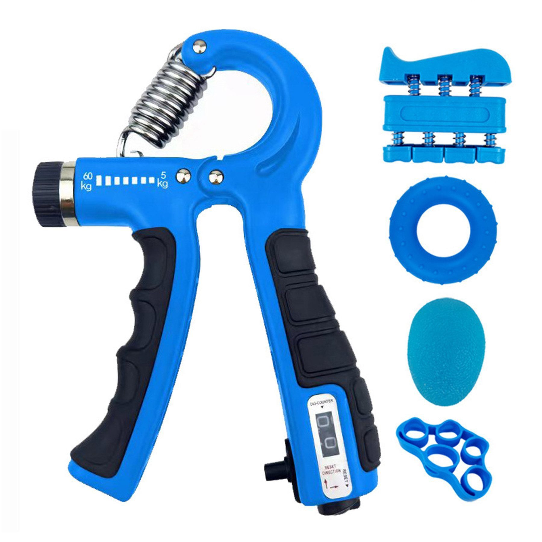 Keyura Handmuskeltrainer Handmuskeltrainer Тренажер для рук Unterarmtrainer,Griffkraft Тренажоры(5-St) (Für Sportler und Wiederherstellung der Hand, Einstellbarer Widerstand, Einstellbarer Widerstand 10-60kg,Fingertrainer, Griffkraft Тренажоры Set), Verbesserte Kraft und Grip Handgelenk Arm Unterstützung