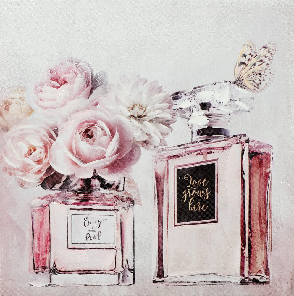 ArtUniverse Gemälde Leinwandbild Blumiges Parfüm 40 x 40 cm, Modern