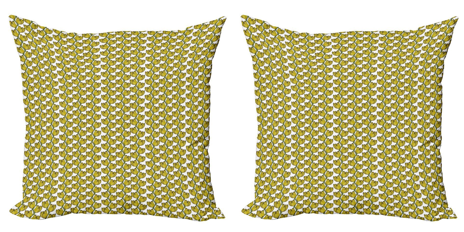 und Abakuhaus (2 Kissenbezüge Modern Tulpe-Muster Doppelseitiger Gelb Accent Stück), Grün Digitaldruck,