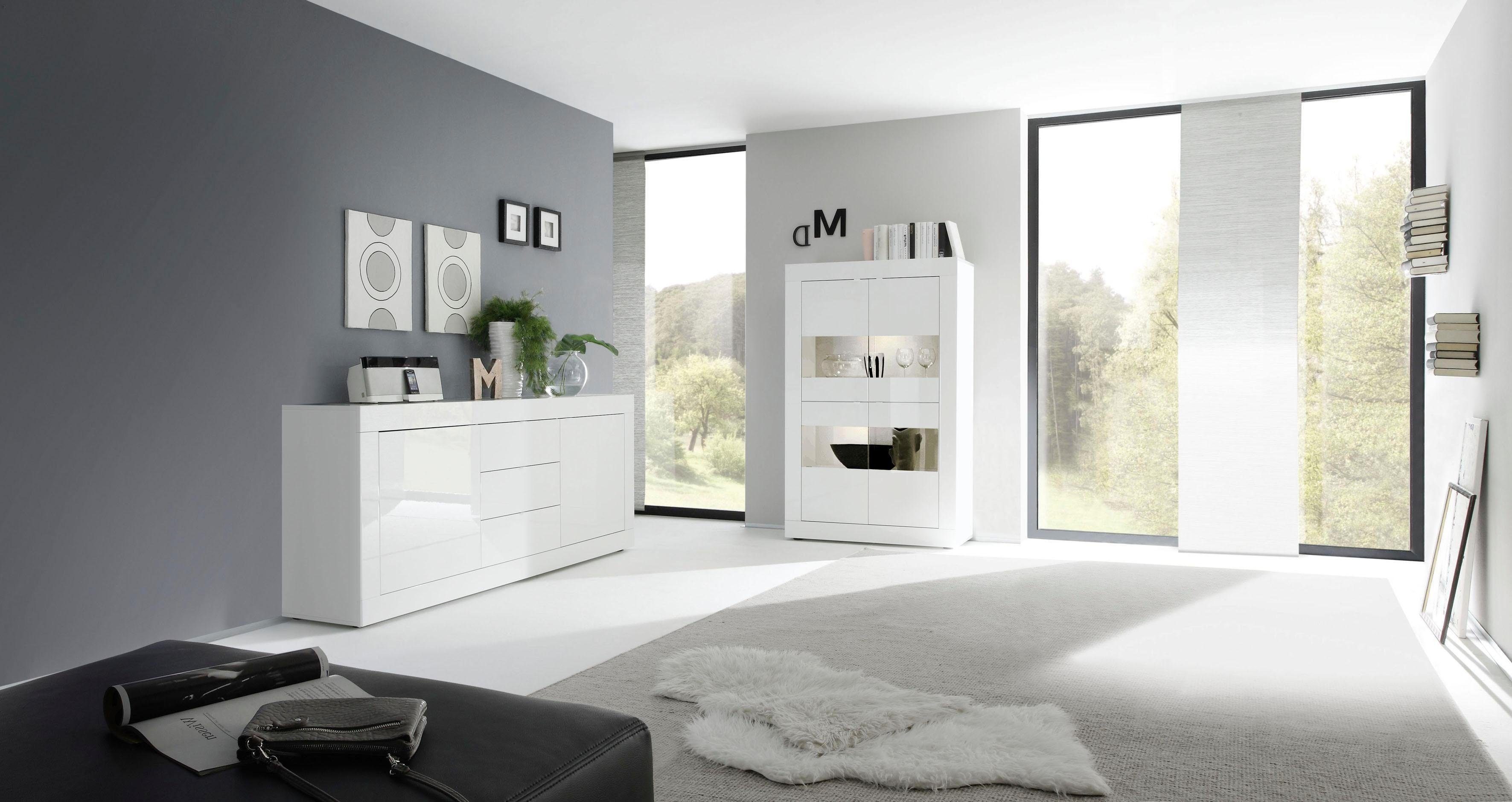 INOSIGN Sideboard Basic Breite 210 cm, Kommode 2 Türen, 3 Schubkästen, Anrichte, Metallgriff, moderne Rahmenoptik, viel Stauraum, Farbauswahl