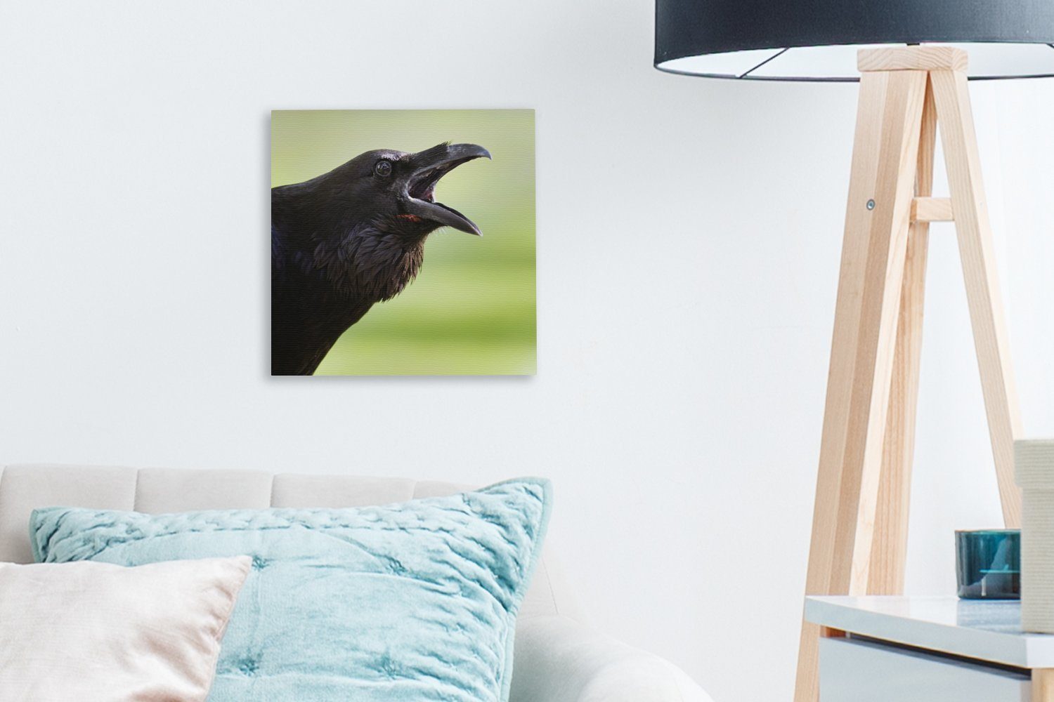 (1 St), Krähe OneMillionCanvasses® Leinwandbild für Wohnzimmer Leinwand - Schlafzimmer Schwarz Vogel, Bilder -