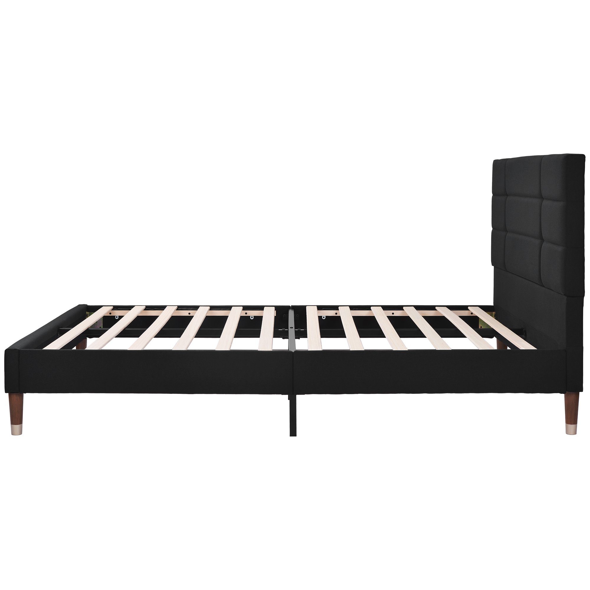 Polsterbett (Doppelbett 140x200 cm), Lattenrost aus Holz, Stabile Konstruktion, Leinen