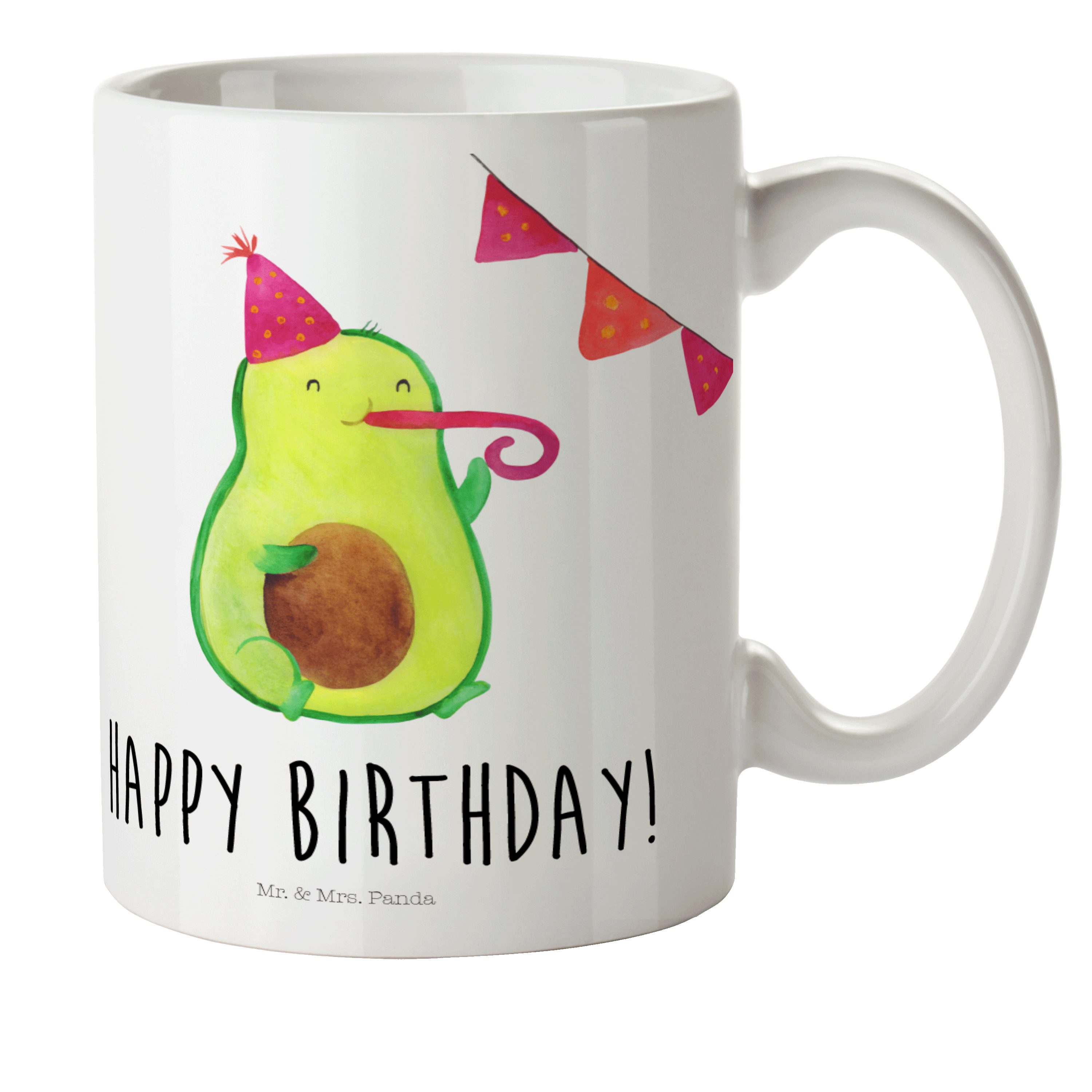 Mr. & Mrs. Panda Kinderbecher Avocado Birthday - Weiß - Geschenk, Feier, Reisebecher, Kaffeetasse, Kunststoff