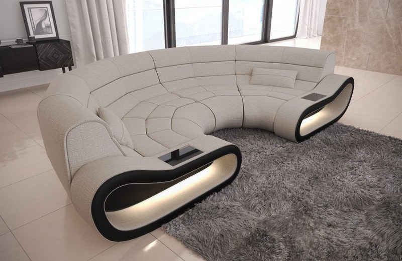 Sofa Dreams Ecksofa Couch Stoffsofa Polstersofa Concept Bigsofa Polster Stoff Sofa, mit LED, Designersofa mit ergonomischer Rückenlehne