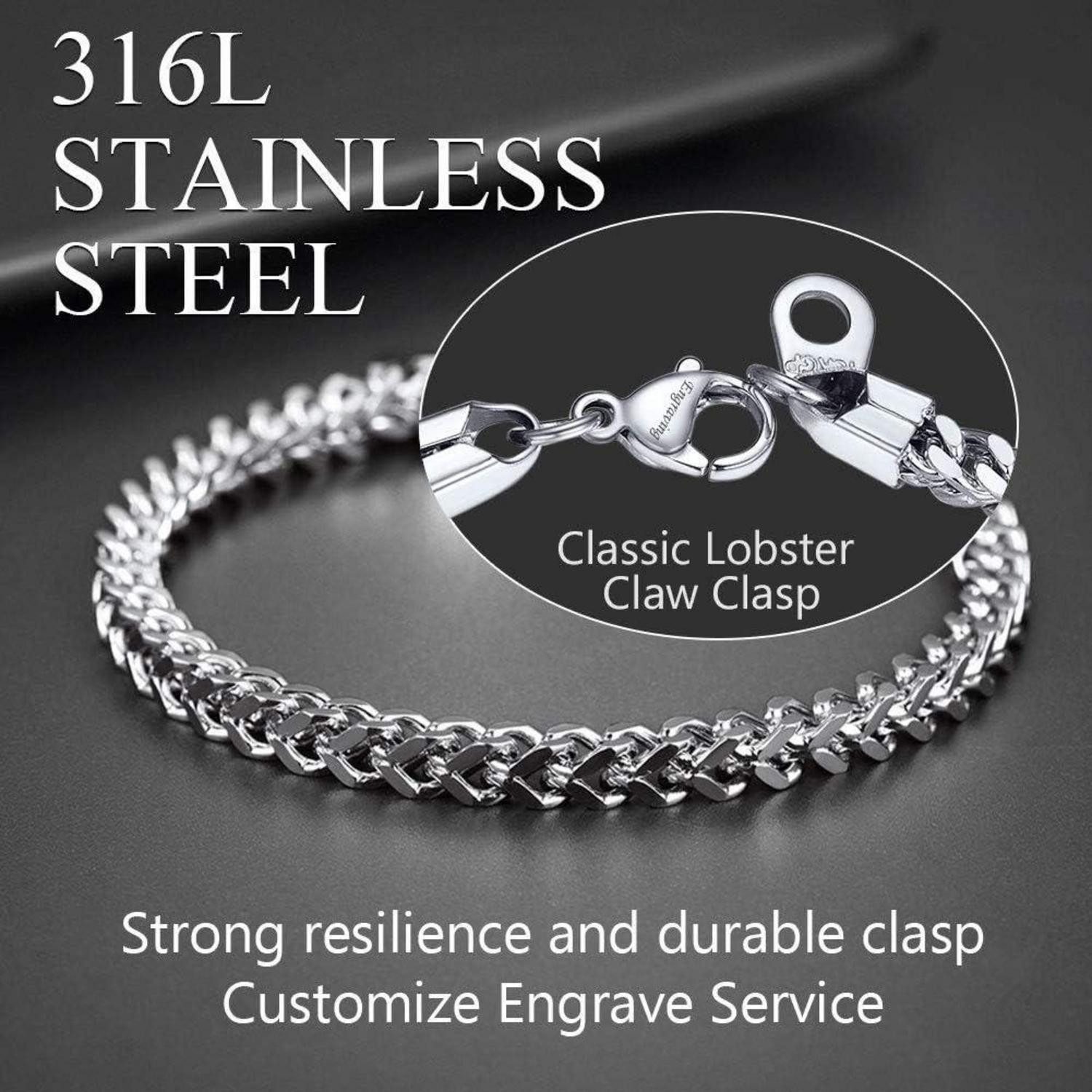 LuxusKollektion Gliederarmband Kette Franco Panzerkette Edelstahl Silber-4,5mm 19.0 Zentimeter