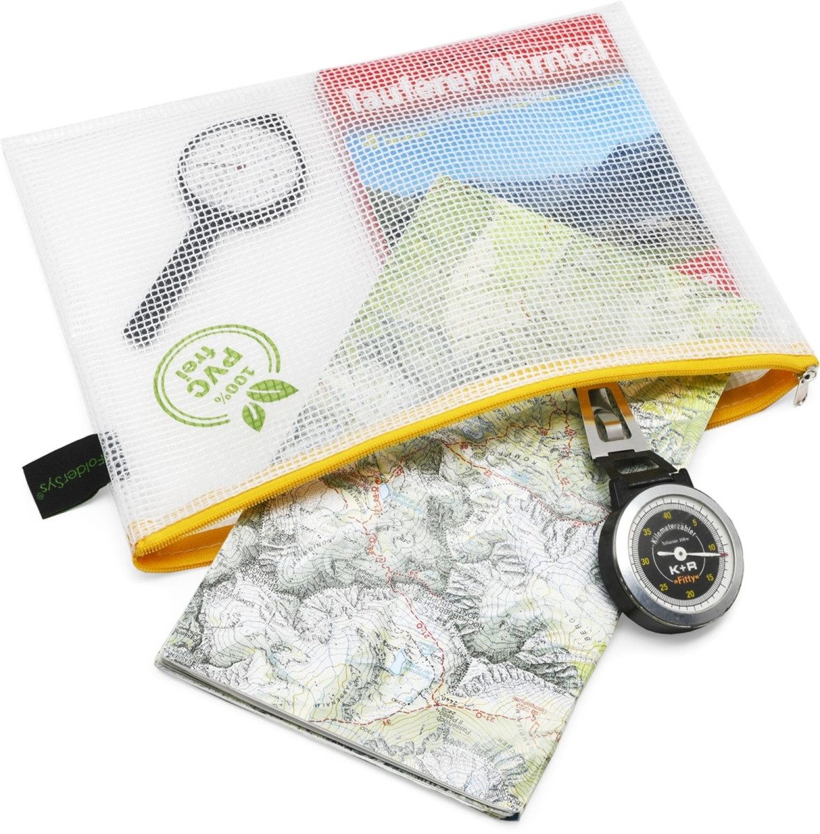 FOLDERSYS Prospekthülle Reißverschluss-Beutel A5 mit Zip PVC-frei gelb