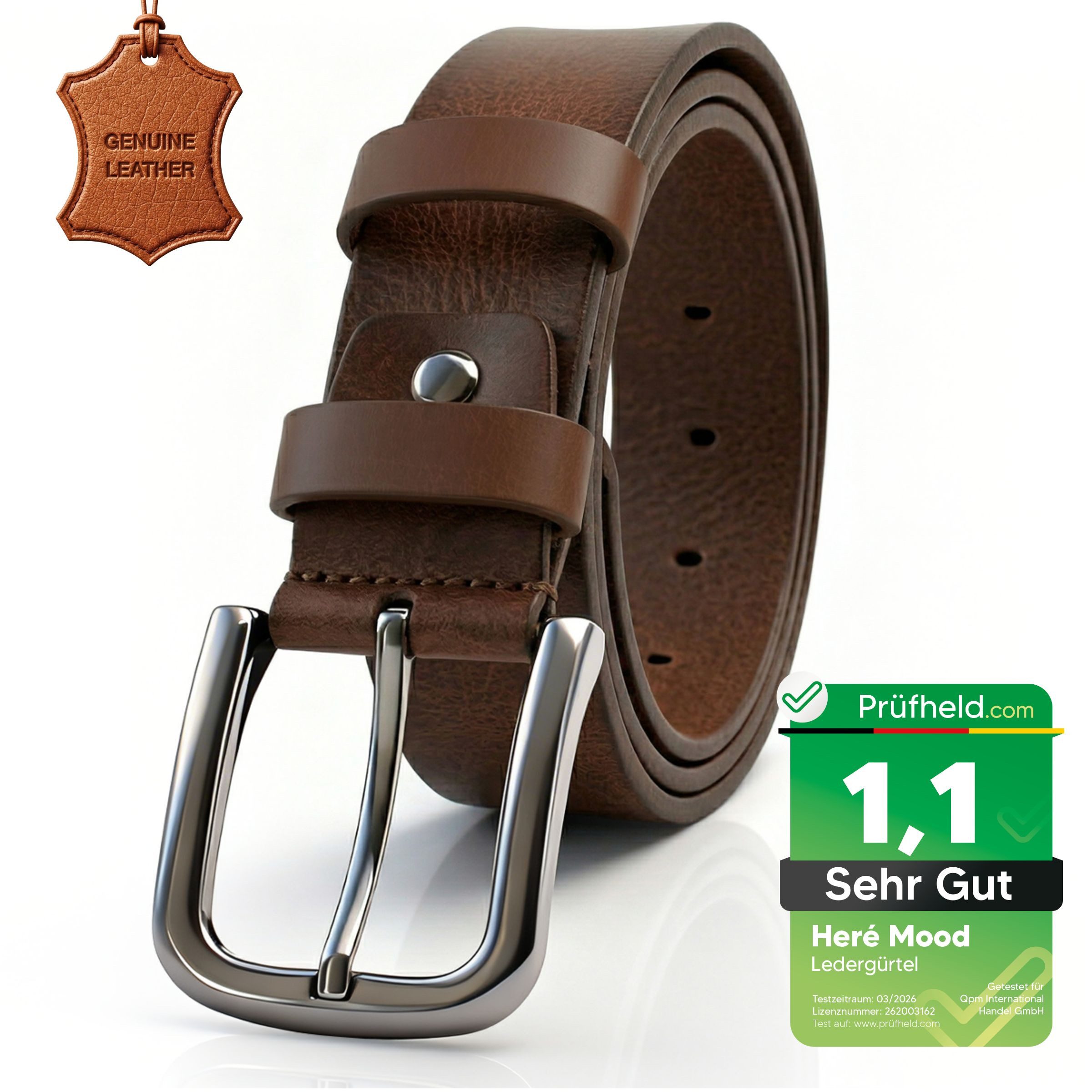 herémood Ledergürtel Gürtel Herren 4cm breit Ledergürtel Jeans Premium Geschenke für Männer (100 % Echtleder Gürtel handgefertigt, hochwertig verarbeitet, kürzbar, 1-St., Braun 135 cm – 4 cm breit – echtes, robustes Büffelleder, langlebig) Brauner Gürtel Herren – robust & edel, ideales Herrengeschenk