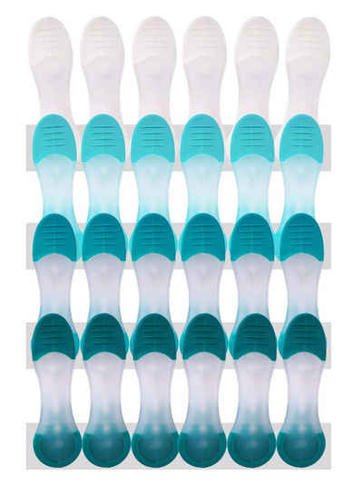 trendfinding Wäscheklammern 24 XXL Wäscheklammern mit Soft Grip Weiß-Türkis-Grün, Unverwechselbares Design, Langlebigkeit durch neueste Klammertechnik