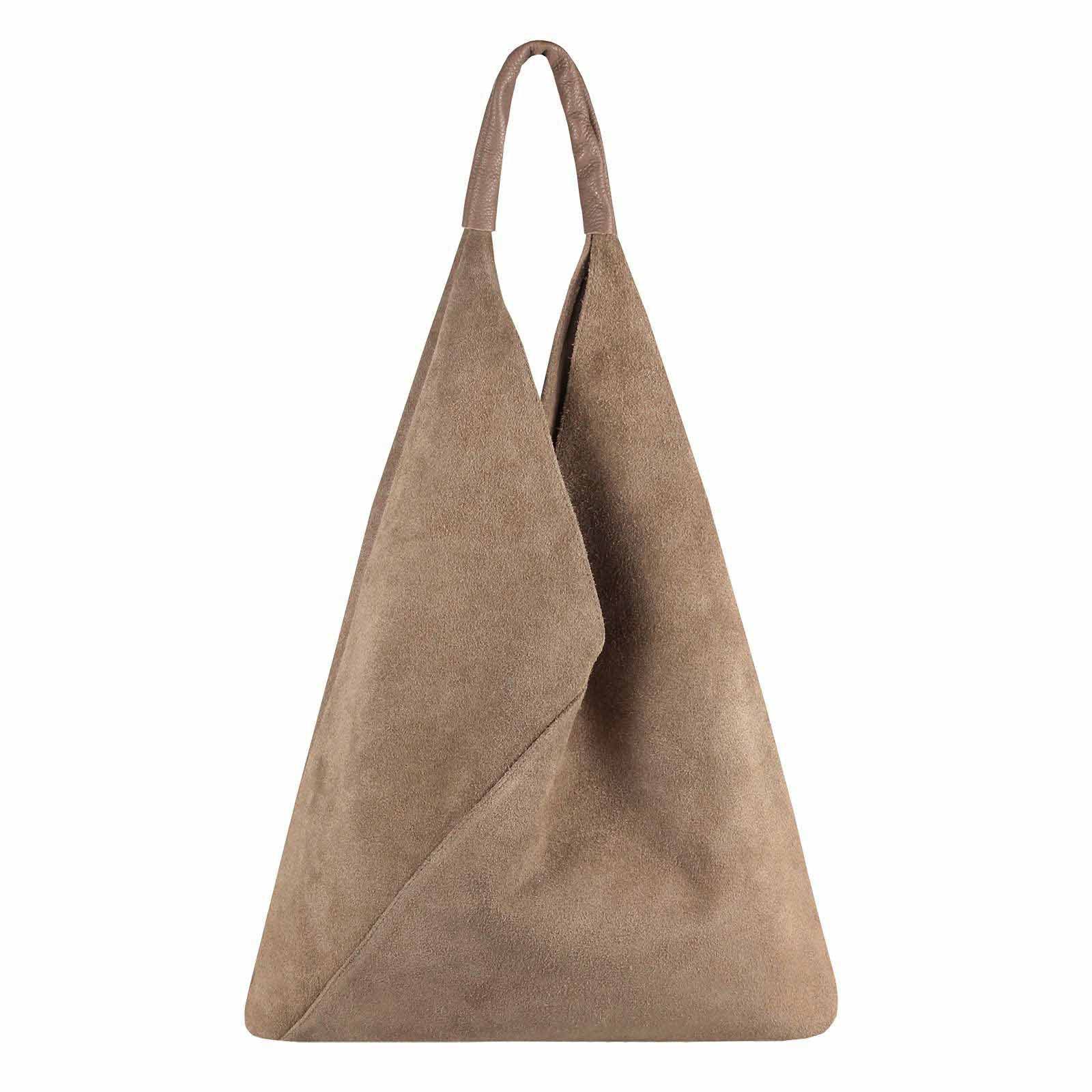 ITALYSHOP24 Schultertasche Made in Italy Damen XXL Leder Wildleder Tasche Shopper Umhängetasche, LEICHT SICHER & SMART unterm Arm tragbar MODERN & EDEL, CITY HOBO BAG